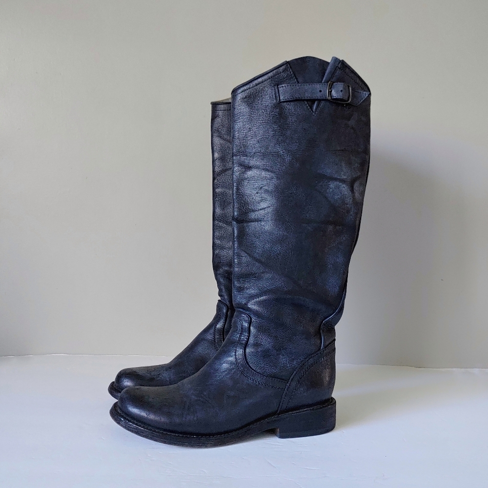 Freebird Contra Tall Boots Western Moto Size 7 Leather Blue Black - Picture 3 of 16